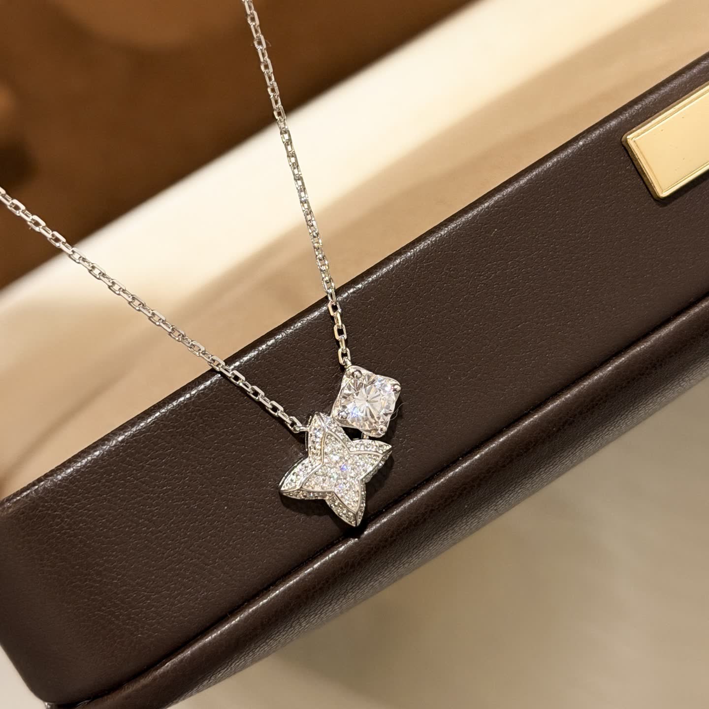 Van Cleef & Arpels Silver Star Diamond Pendant Necklace